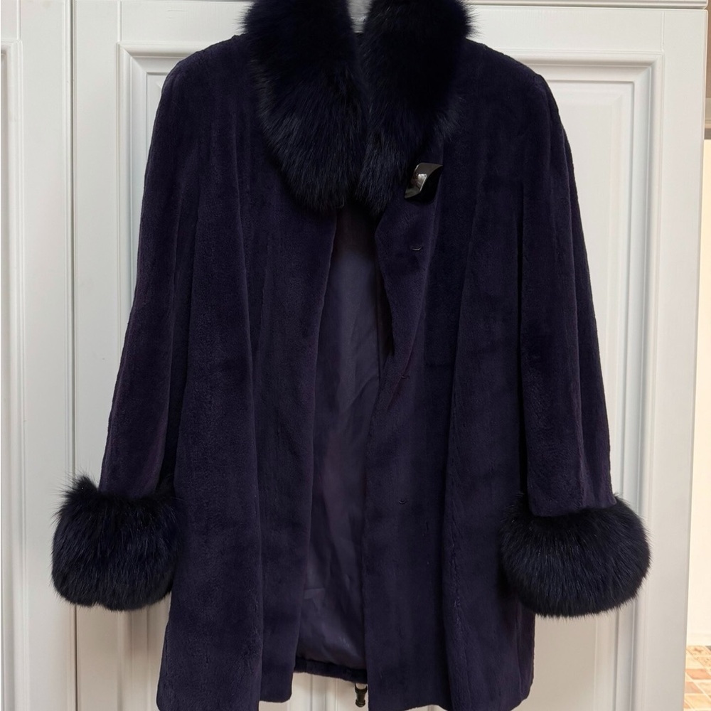 Purple 100% Real female mink fur coat Women's Coat - Picture 3 of 11